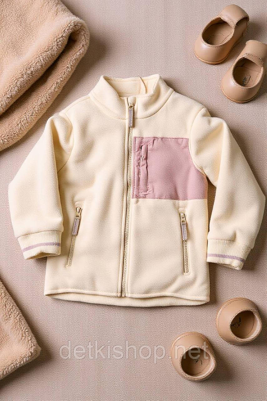 Тепла флісова кофта молочна для дівчинки 116-122 (6Y) Lily & Dan, фото 1