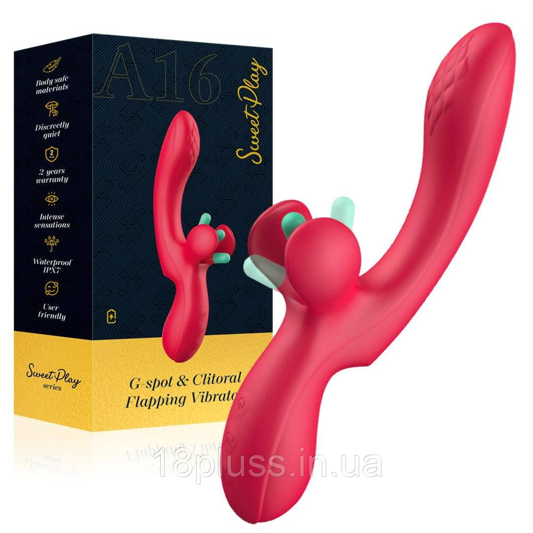 Вібратор з подвійною стимуляцією точки G та клітора Erospace Sweet Play G-Spot & Critoral Flappinng Vibrator A16, фото 1