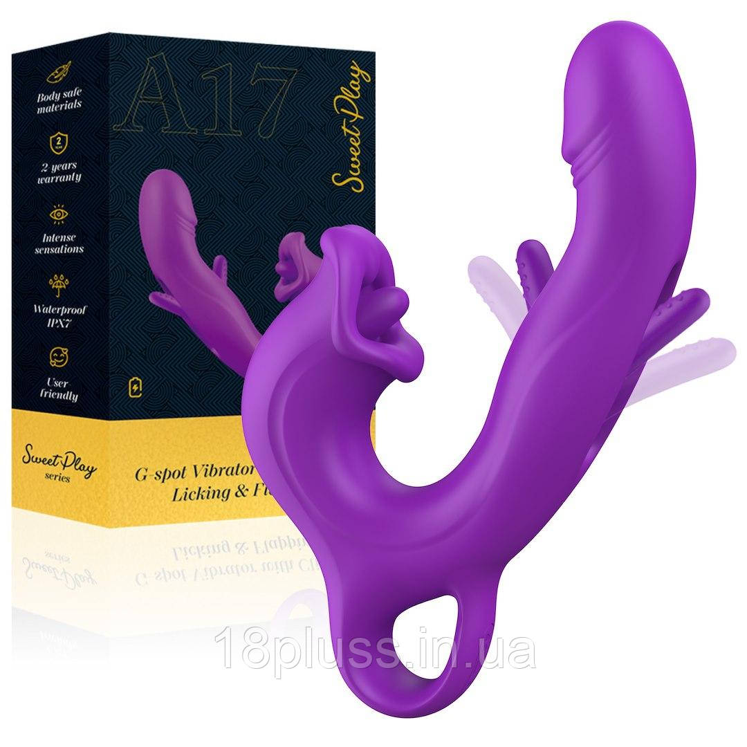 Вібратор для точки G та клітора з функцією лизання Erospace Sweet Play G-Spot Vibrator With Clitoral Licking & Flapping A17, фото 1