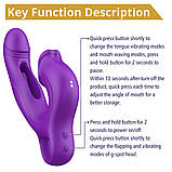 Вібратор для точки G та клітора з функцією лизання Erospace Sweet Play G-Spot Vibrator With Clitoral Licking & Flapping A17, фото 4