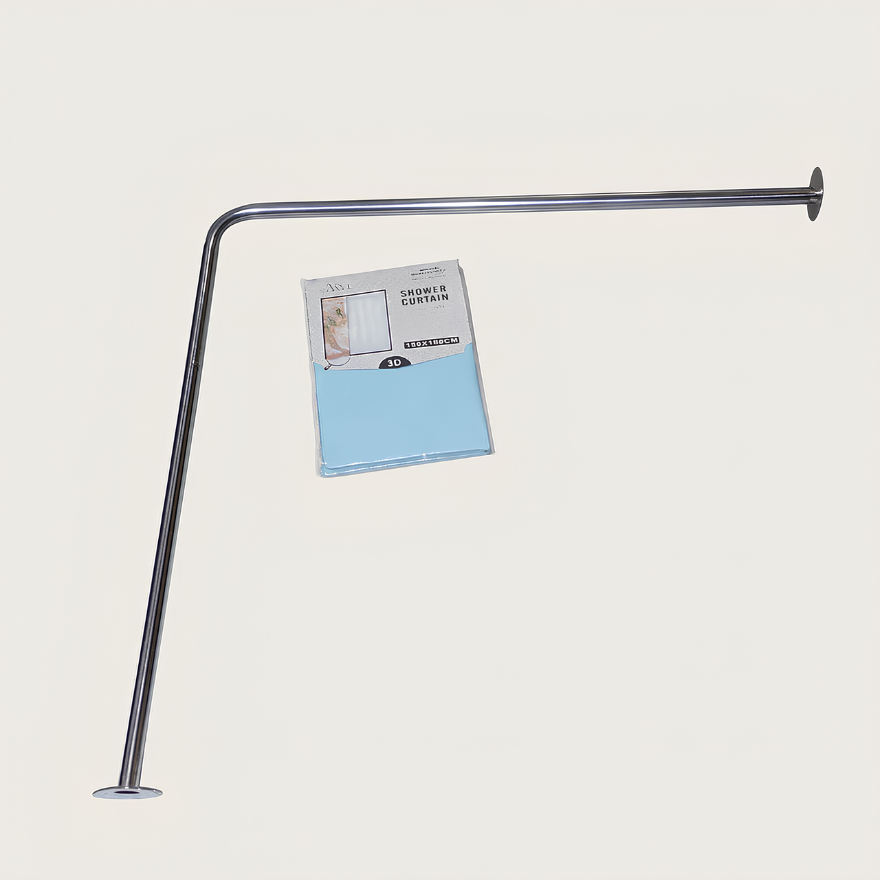 Комплект для душу: карниз 70×70 см + вінілова шторка 180×180 см, блакитна