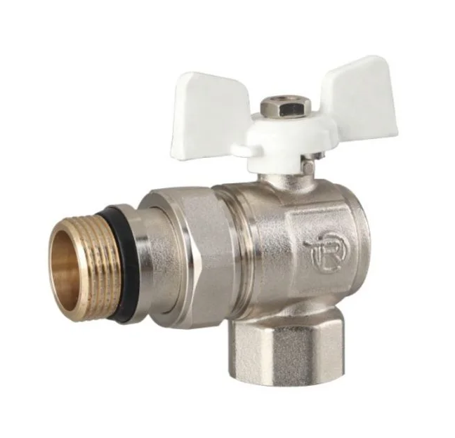 Кран кульовий з американкою кутовий 1/2 бiлий метелик REIG, фото 1