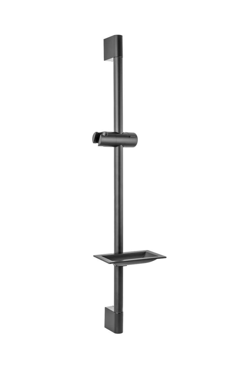 Стійка для душу з мильницею чорна матова (без шланга та, фото 1