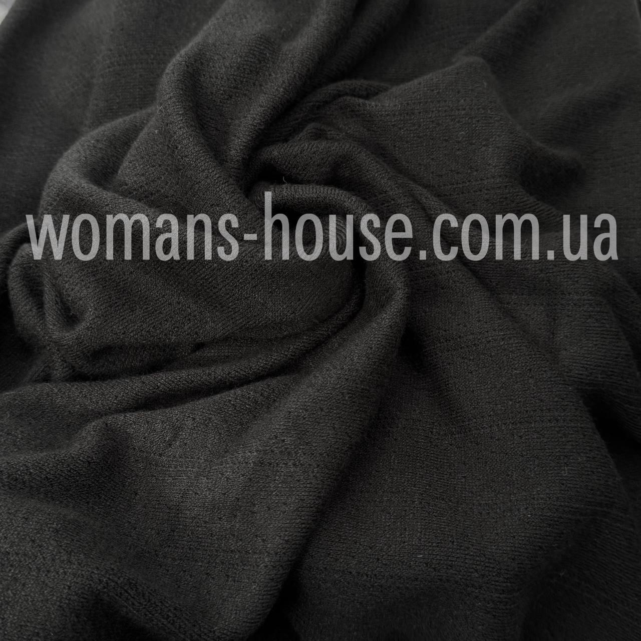 Трикотаж Ангора полоска с узором 300 грм стрейч 150 см Чорний, фото 1