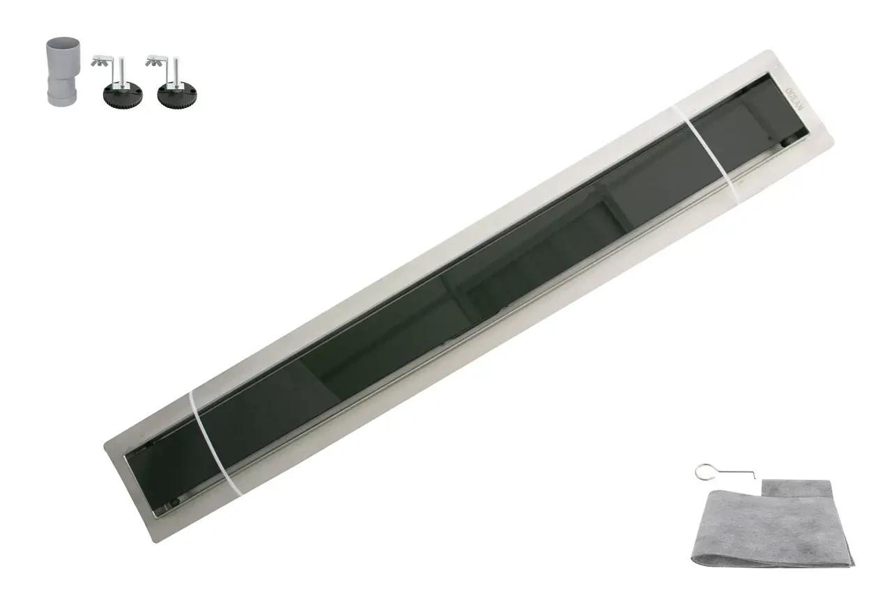 Трап душ. OCEAN 4 із нерж. сталі 70*600мм (Glass Black)  5шт, фото 1