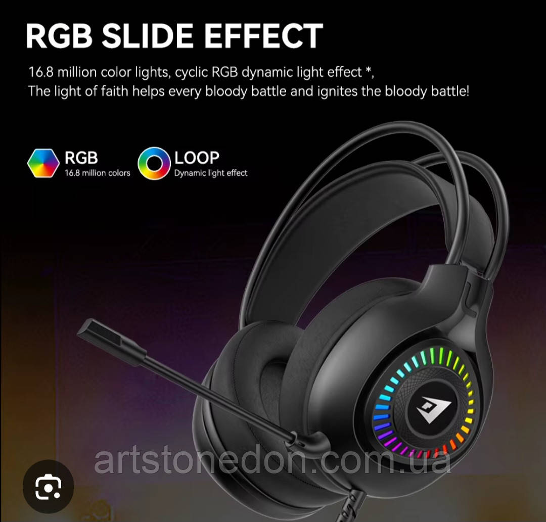 Ігрова гарнітура Jertech HG01 Scout з RGB-підсвіткою, фото 1