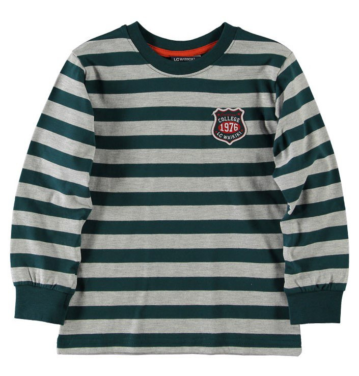 Реглан для хлопчика LC Waikiki в сіро-зелені смужки 100% бавовна