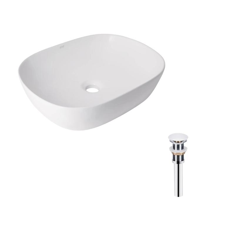 Комплект Qtap Aquarius: Раковина накладна прамокутна 470x380x120 мм White + Донний клапан PU02, фото 1