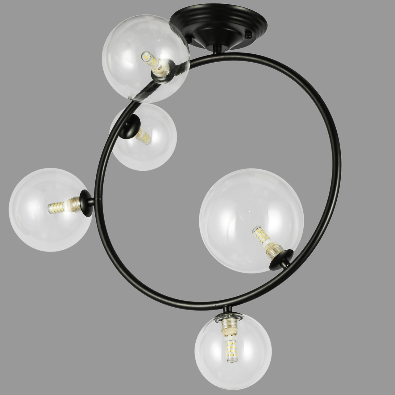 Чорна люстра "Bubbles" на 5 ламп (918-LP267-5 BK+CL)
