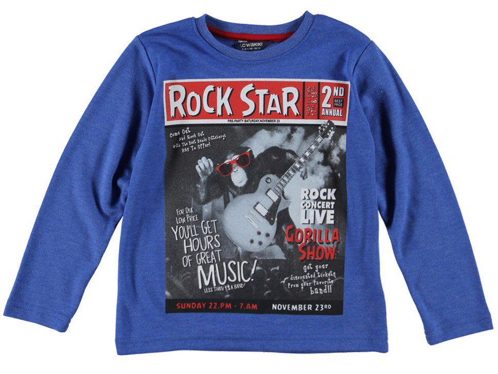 Реглан для хлопчика LC Waikiki синього кольору з написом Rock star 100% бавовна