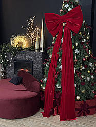 Бант «Червоний оксамит», 60 на 40 см — декоративна прикраса для новорічного декору 40