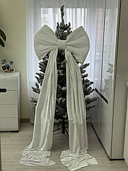 Бант білий оксамит, 60 на 40 см — декоративна прикраса для новорічного декору 40