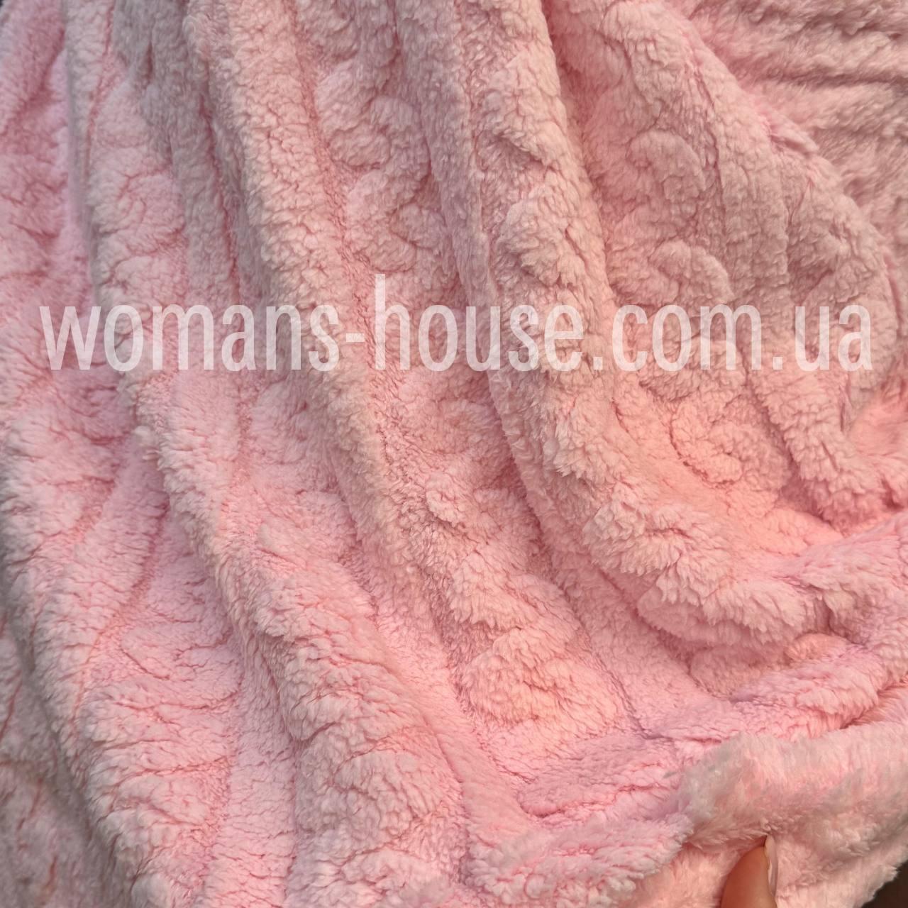 Тканина хутро Тедді плюшевий стрейч м'який 260 г/м2 150 см косичка Рожевий, фото 1
