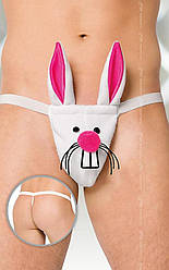 Білі чоловічі стринги з мотивом кролика — SoftLine 4442, S/L