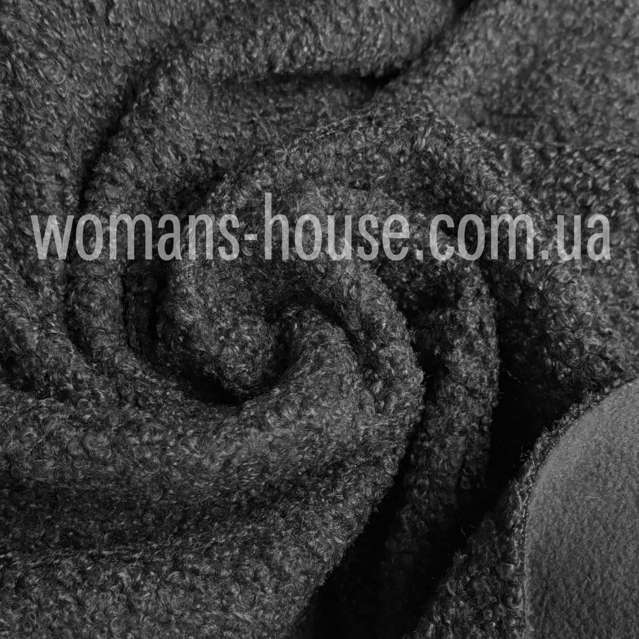 Трикотаж Тедді на флісі 190 см 300 г/м2 стрейч однотонний Темно-сірий, фото 1