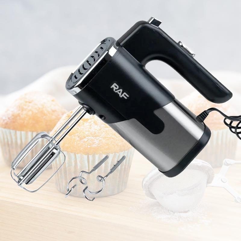 Міксер ручний кухонний 5 швидкостей 2 насадки електричний міксер 300W RAF R-6630 Чорний