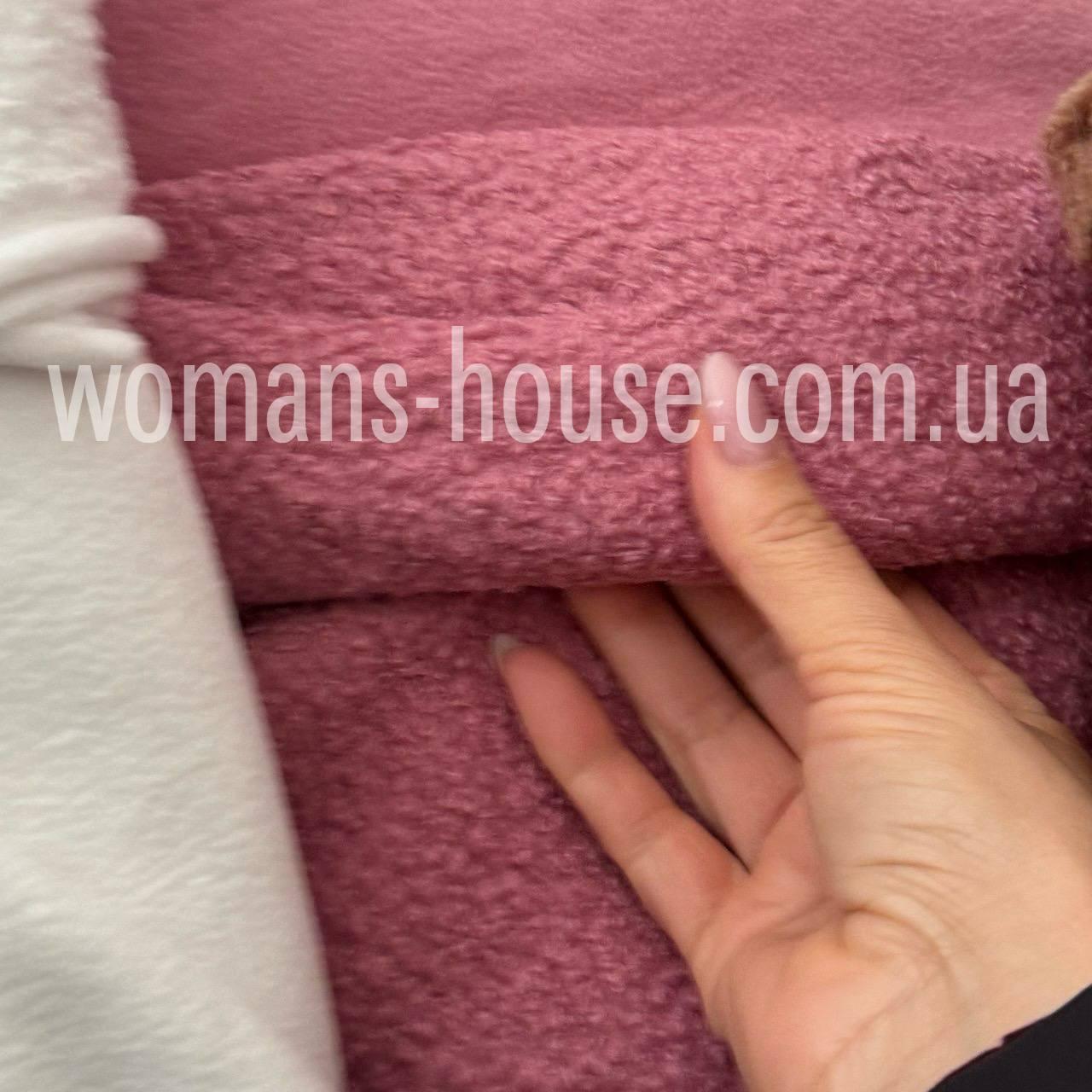 Трикотаж Тедді на флісі 190 см 300 г/м2 стрейч однотонний пудра фразова, фото 1