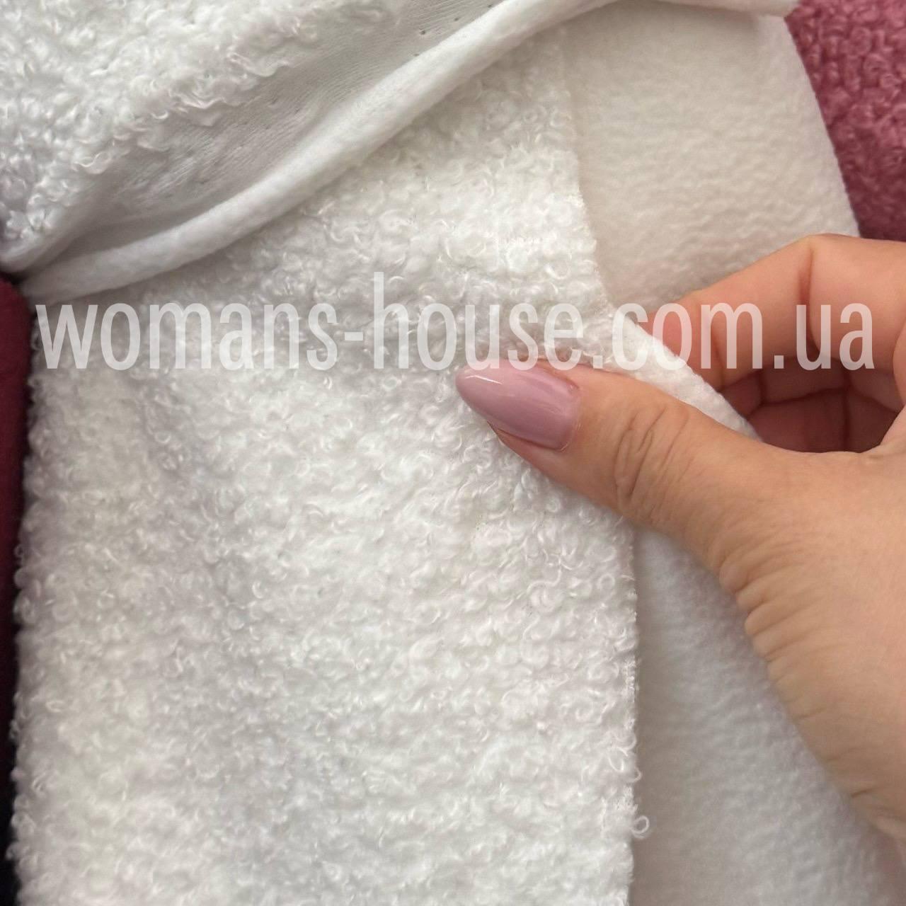 Трикотаж Тедді на флісі 190 см 300 г/м2 стрейч однотонний Білий, фото 1