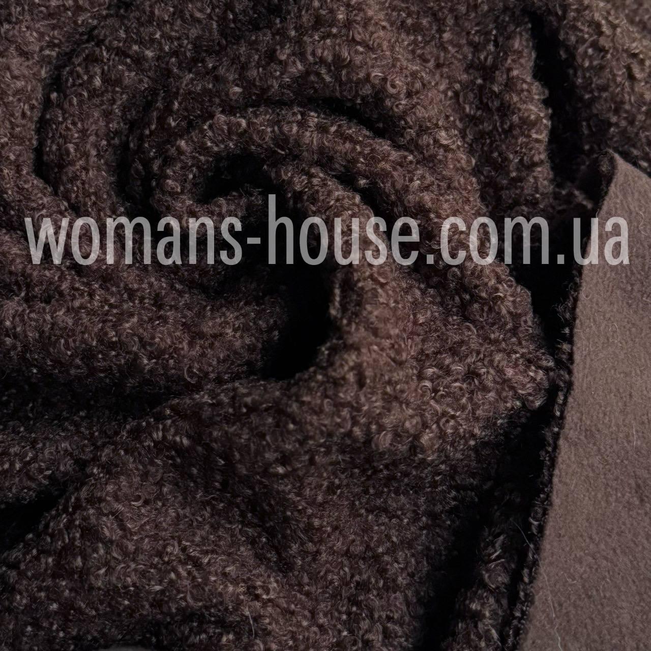 Трикотаж Тедді на флісі 190 см 300 г/м2 стрейч однотонний Коричневий темний, фото 1