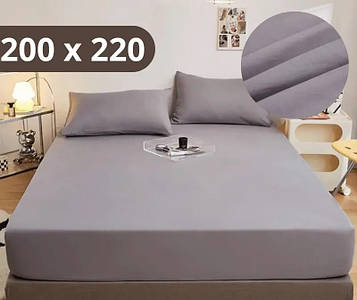 Простирадло на резинці Softable Fabric 200×220 — м’яке, щільне, комфортне, сірий (KT7006008) PeremogaUA