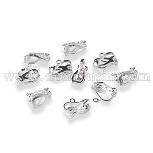 Основи під Кліпси, Латунь, з Петелькою, Срібло, 13х6х7мм, Отвір 1 мм, (УТ100007560)