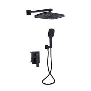 Душова система для душу Qtap Gemini прихованого монтажу на два споживачі QTGEM113BLM45697 Black Matt