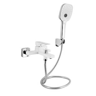 Змішувач для ванни Gemini (з душовим гарнітуром) QTGEM259CRW45683 Chrome/White Qtap