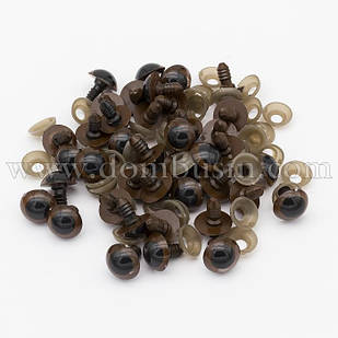 Око з фіксатором і Штифтом, для Іграшок, Круглі, Коричневий, 16 мм, (УТ100027951)