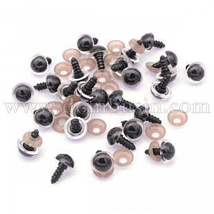 Око з фіксатором і Штифтом, для Іграшок, Круглі, Прозорий, Діаметр: 8 мм, (УТ100029042)