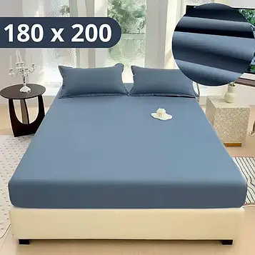 Простирадло на резинці Softable Fabric 180×200  — м’яке, щільне, комфортне, синій (KT7006016) PeremogaUA