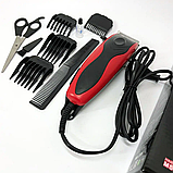 Машинка для стриження волосся Domotec MS 3304 мережева 4 насадки 3,6,9,12 мм неіржавка сталь 12 Вт Чорний, фото 2