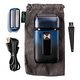 Електробритва Шейвер VGR V-362 чоловіча професійна для сухого гоління з тримером подвійне лезо LED дисплей 5 Вт Синій, фото 7