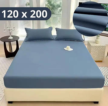 Простирадло на резинці Softable Fabric 120×200 + 2 наволочки — м’яке, щільне, комфортне, синій (KT7006011) PeremogaUA