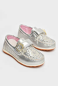 Мокасини дитячі для дівчинки сріблястого кольору 208764P