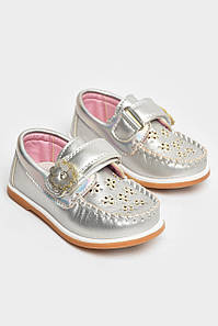 Мокасини дитячі для дівчинки сріблястого кольору 208765P