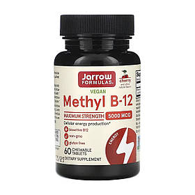 Jarrow Formulas Methyl B-12 Methylcobalamin 5000mcg - 60 chewable tabs Cherry yL.