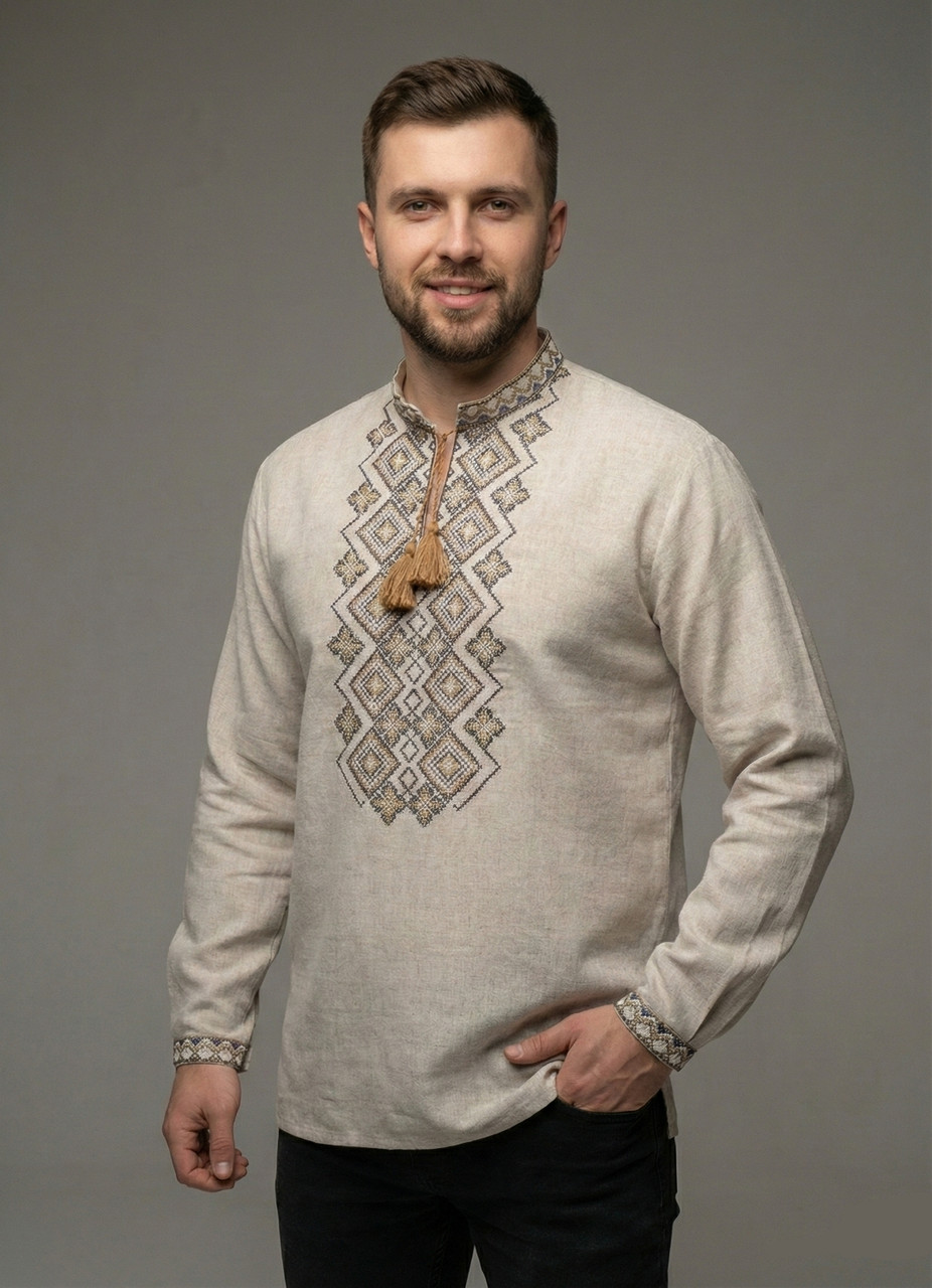 Лляна чоловіча вишиванка на довгий та короткий рукав
