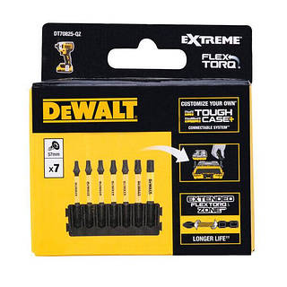 Касета з бітами DeWALT EXTREME FlexTorq T15/T20/T25/T30/T40 Torx 7 шт (DT70825) для викруток і шурупокрутів