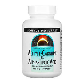 Source Naturals Acetyl L-Carnitine & Alpha-Lipoic Acid 650mg - 60 tabs yL.