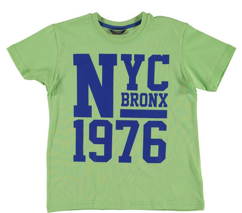 Футболка для хлопчика LC Waikiki світло-зеленого кольору з написом NYC 1976 100% бавовна
