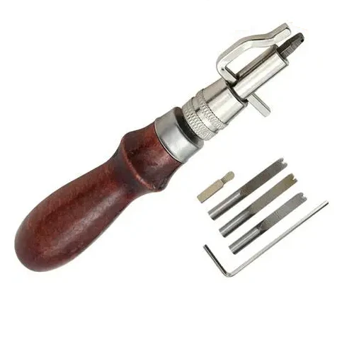 Грувер канавкоріз із торцбілами 5в1, інструмент для роботи зі шкірою для вибірки канавки, фото 1