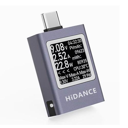 USB тестер Hidance HDC-085C з підтримкою Type-C — вимір струму, напруги та ємності, фото 1