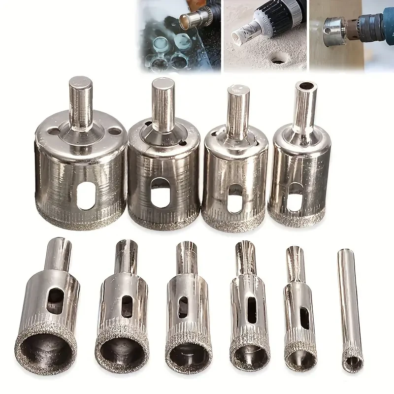 Набір алмазних коронок-свердл 15 шт (6–50 мм) для скла, кахлю та кераміки, фото 1