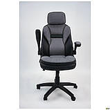 Крісло офісне Alpharo чорний/тканина темно-сіра, фото 3