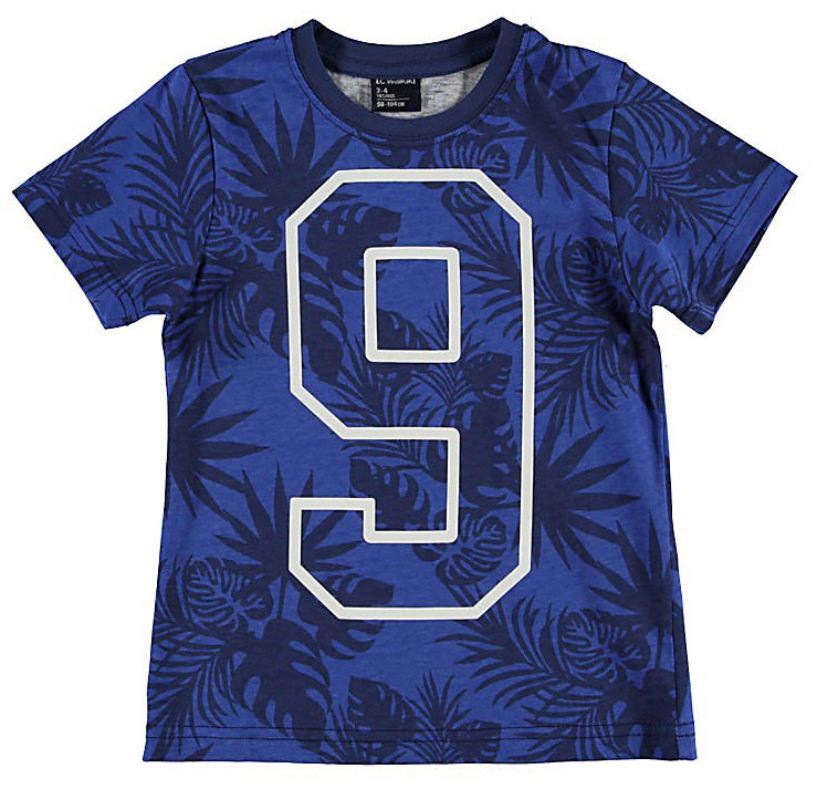 Футболка для хлопчика LC Waikiki синього кольору в темно-сині листочки 100% бавовна