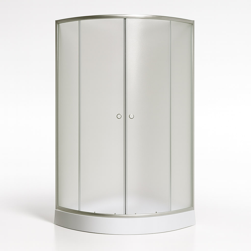 Душова кабіна Sansa S-80/15 new 80х80х194 см з низьким піддоном сатин розсувні двері скло матове