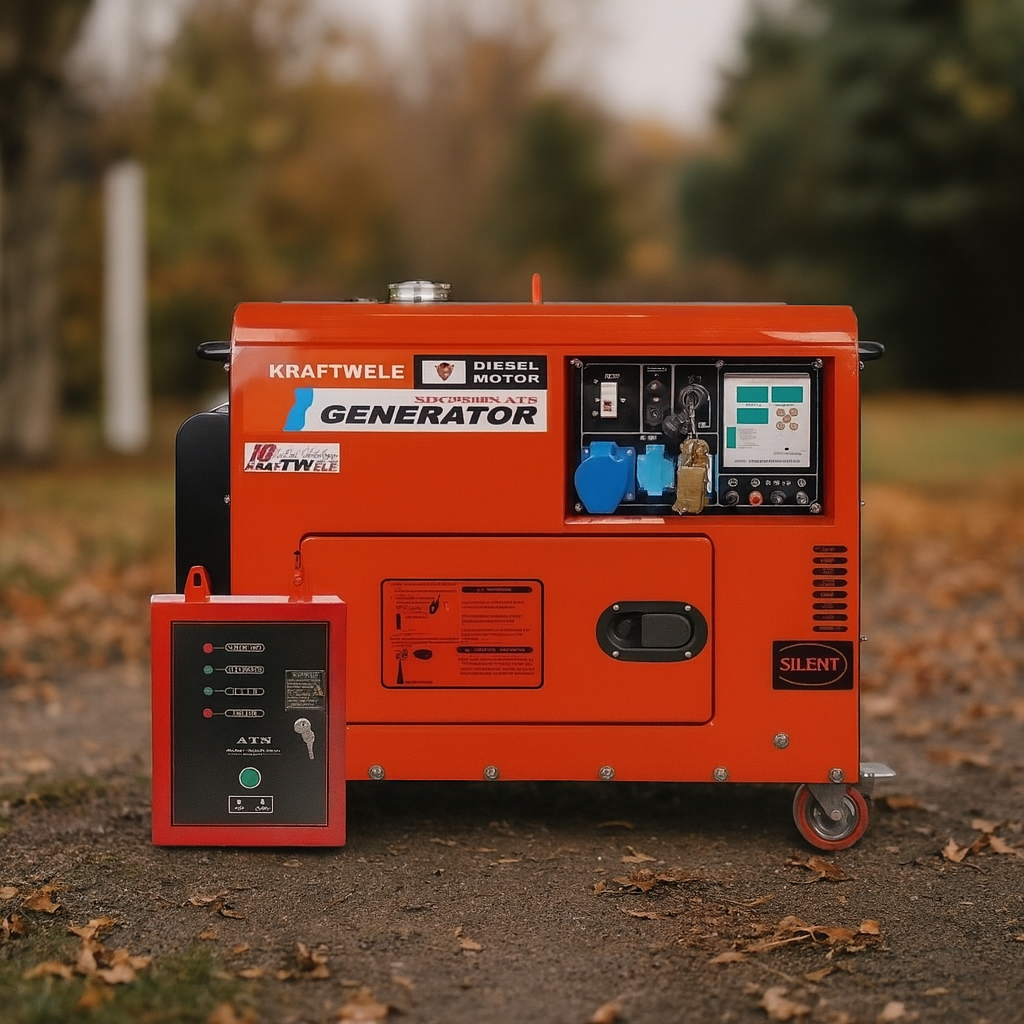 Генератор дизельний 9800 Вт Kraftwele SDG9800S 1F ATS однофазний, електростартер для дому та офісу, фото 1