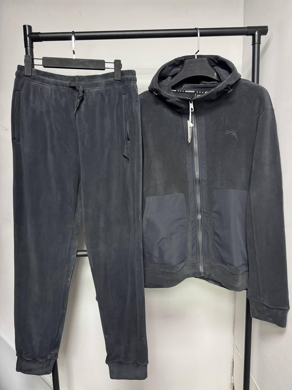 Чоловічий теплий флісовий спортивний костюм PUMA, чоловічий зимовий костюм Пума сірий. Чоловічий одяг Зима, фото 1