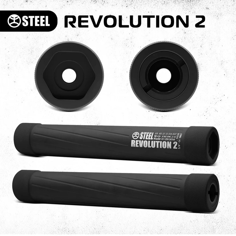 Інтегрований глушник STEEL REVOLUTION 2 Калібр: .223 Різьблення: 1/2x20, 1/2x28, 5/8x24, 14x1, 14x1Lh, 15x1, 16x1, 17x1, 18x1