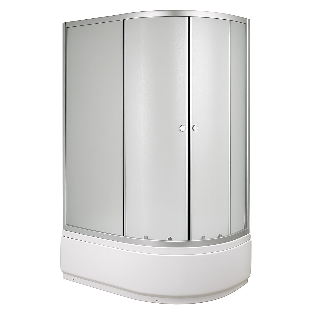 Душова кабіна Sansa S-120-80/40L 120х80х202 см з глибоким піддоном сатин розсувні двері скло Fabric